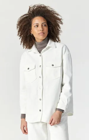 LIVIA OVERSIZED DENIM SHIRT IN OFF-WHITE CORD